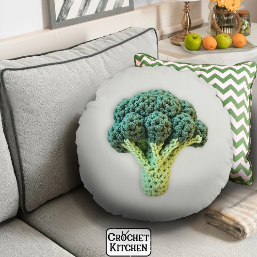 おもしろいムードブーストグリーンミニマリストクロチェットブロッコリー ラウンドクッション