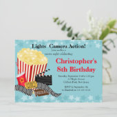 おもしろいムービーの夜バースデーパーティ招待状 招待状 (スタンド正面)