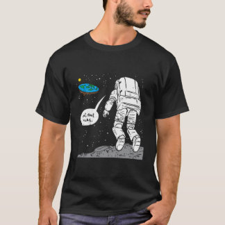 おもしろいムーンランディングフラットアース最低宇宙 Tシャツ