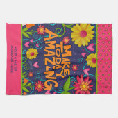 おもしろいメイクトゥデイアメージング引用文フローラ キッチンタオル (横)