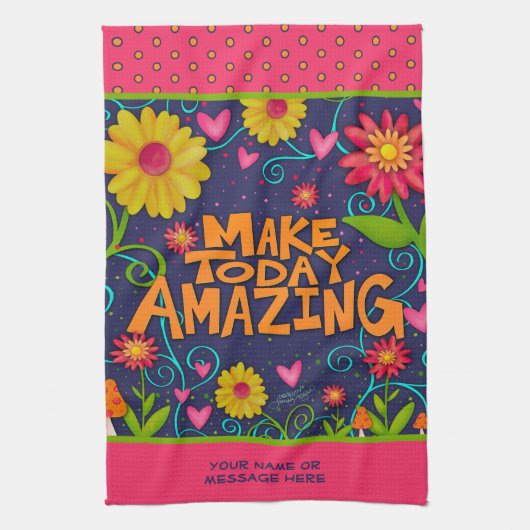 おもしろいメイクトゥデイアメージング引用文フローラ キッチンタオル (縦)