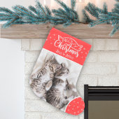 おもしろいメオウィクリスマス猫の写真名red & white スモールクリスマスストッキング