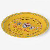 おもしろいメキシコの死んだ砂糖の日スカル誕生日 ペーパープレート (アングル)