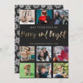 おもしろいメリーと明るいフェイク金ゴールド9写真クリスマス シーズンカード (正面/裏面)