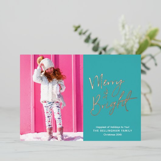 おもしろいメリーと明るい写真 箔シーズンカード (立ち正面)