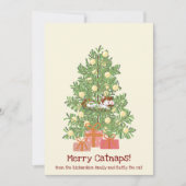 おもしろいメリーキャットナップス！ クリスマスツリーの上の猫 シーズンカード (正面)