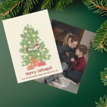 おもしろいメリーキャットナップス！クリスマスツリーの上の猫