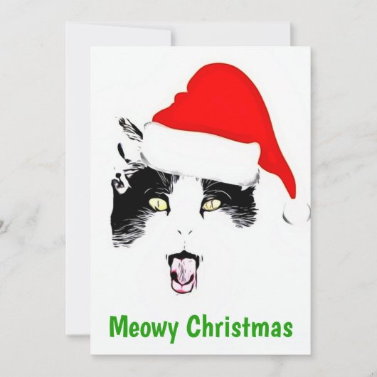 おもしろいメリークリスマスの猫 シーズンカード (正面)