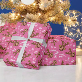 おもしろいメリークリスマスアントラーイラストレーション写真名 ラッピングペーパー
