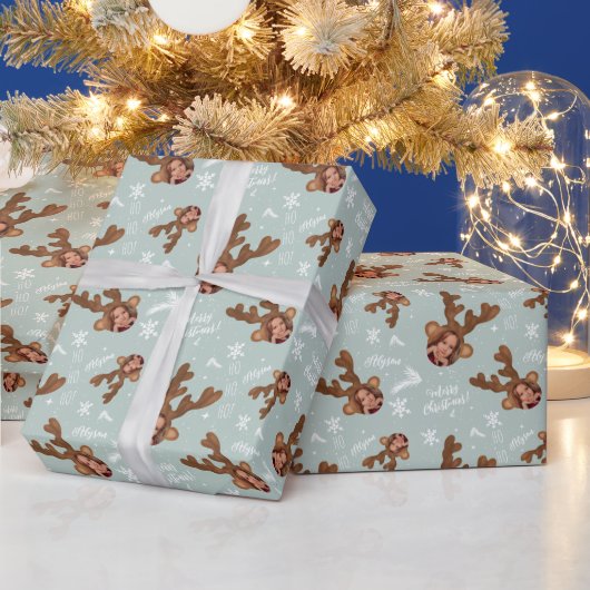 おもしろいメリークリスマスアントラーイラストレーション写真名 ラッピングペーパー (クリスマス)