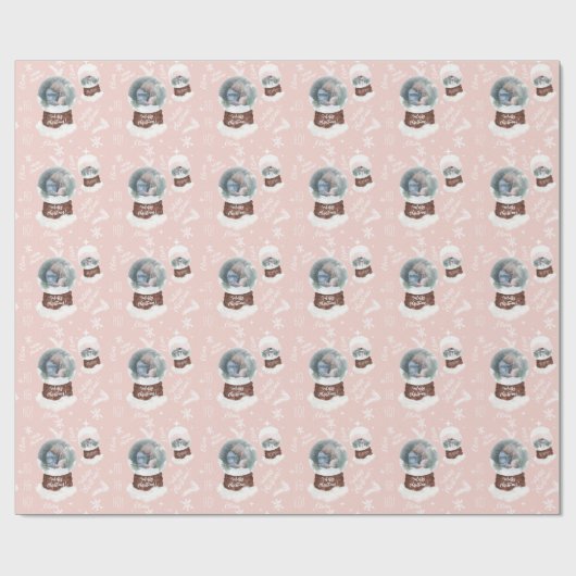 おもしろいメリークリスマスイラストレーション写真スノーグローブ ラッピングペーパー (フラット)