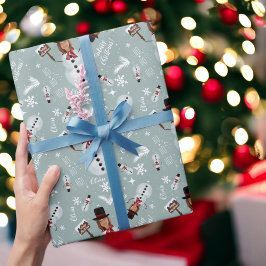 おもしろいメリークリスマスイラストレーション写真雪だるま ラッピングペーパー