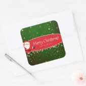 おもしろいメリークリスマスサンタレッド&グリーン スクエアシール (封筒)