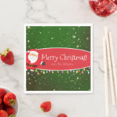 おもしろいメリークリスマスサンタレッド&グリーン スタンダードランチョンナプキン (インサイチュ)