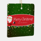 おもしろいメリークリスマスサンタレッド&グリーン セラミックオーナメント (右)