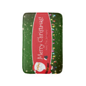おもしろいメリークリスマスサンタレッド&グリーン バスマット (正面縦)