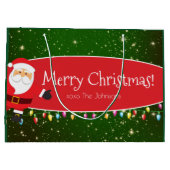 おもしろいメリークリスマスサンタレッド&グリーン ラージペーパーバッグ (裏面)