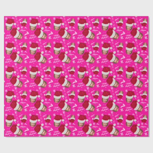 おもしろいメリークリスマスハットイラストレーションの写真名 ラッピングペーパー (フラット)