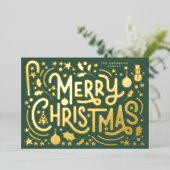おもしろいメリークリスマスハッピーレタリングフォトバック 箔シーズンカード (立ち正面)