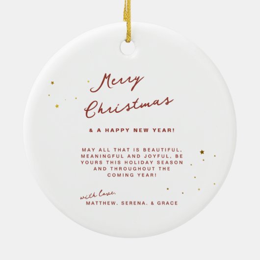 おもしろいメリークリスマスファミリーフォトジョイオーナメント セラミックオーナメント (裏面)