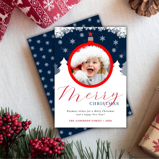 おもしろいメリークリスマスフォトオーナメント シーズンカード