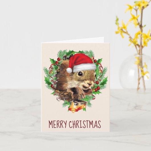 おもしろいメリークリスマスリスのユーモア引用文 カード (黄色い花)