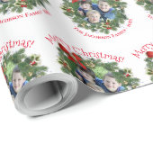 おもしろいメリークリスマスリースファミリーフォトホリデー ラッピングペーパー (ロールコーナー)