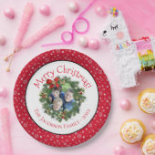 おもしろいメリークリスマスリースフォトフレームホリデー ペーパープレート (パーティー)