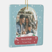 おもしろいメリークリスマス写真スノーグローブイラストレーション セラミックオーナメント (右)