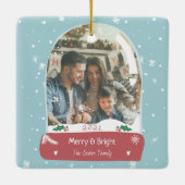 おもしろいメリークリスマス写真スノーグローブイラストレーション セラミックオーナメント (裏面)