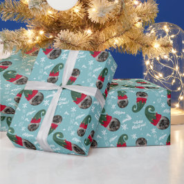 おもしろいメリークリスマス小妖精や小人イラストレーション写真名 ラッピングペーパー