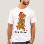 おもしろいメリークリスマス犬 Tシャツ (正面)