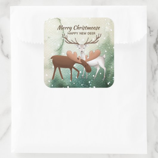 おもしろいメリークリスムースハッピーニューディアー スクエアシール (バッグ)