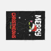 おもしろいメリークリスメすてきー猫クリスマスキッズ フリースブランケット (正面(横))
