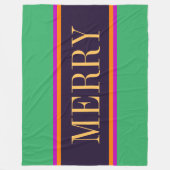 おもしろいメリーブライトミントグリーンピンクブラックストライプ フリースブランケット (正面)