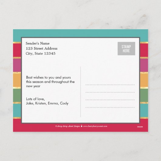 おもしろいメリーホリデー葉書 シーズンポストカード (裏面)