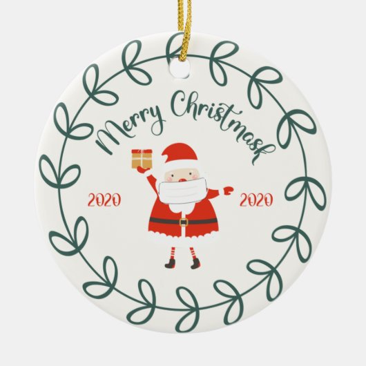 おもしろいメリー2020年検疫 セラミックオーナメント (正面)