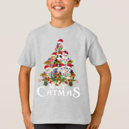 おもしろいメリーCatmas tree lights Christmas Gift Cat Tシャツ