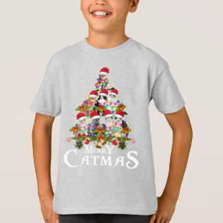 おもしろいメリーCatmas tree lights Christmas Gift Cat Tシャツ