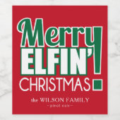 おもしろいメリーElfing Christmas Wine Labels ワインラベル (シングルラベル)