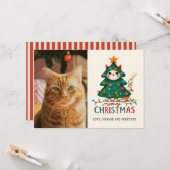 おもしろいメリーMeowy Christmas Photo カード (正面/裏面インサイチュ)