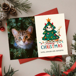おもしろいメリーMeowy Christmas Photo カード