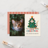 おもしろいメリーMeowy Christmas Photo カード (正面/裏面インサイチュ)