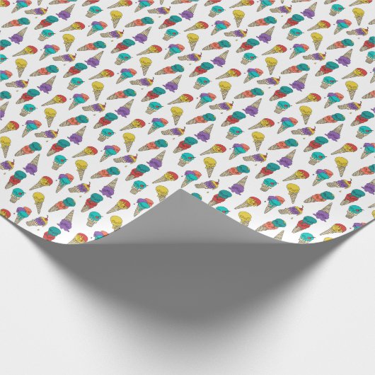おもしろいメルティーサマーゴシックスカルアイスクリームジュエルホワイト ラッピングペーパー (角)
