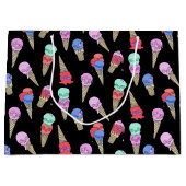 おもしろいメルティーサマーゴシックスカルアイスクリームパステルブラック ラージペーパーバッグ (正面)