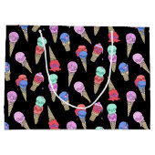 おもしろいメルティーサマーゴシックスカルアイスクリームパステルブラック ラージペーパーバッグ (裏面)