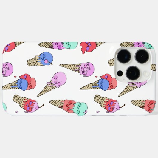 おもしろいメルティーサマーゴシックスカルアイスクリームパステルホワイト Case-Mate iPhoneケース (裏面 (横))