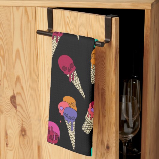 おもしろいメルティーサマーゴシックスカルアイスクリームブ風変わりラック キッチンタオル (三つ折り)