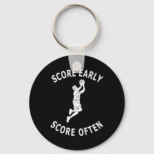 おもしろいメンズバスケットボール選手のことわざスコア初期スコア キーホルダー (正面)