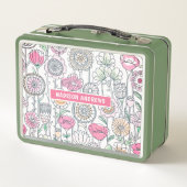 おもしろいモダンお洒落カラーフローラ名前をカスタムする メタルランチボックス (裏面)